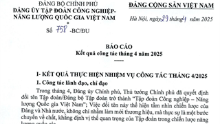 Báo cáo kết quả công tác tháng 4 năm 2025